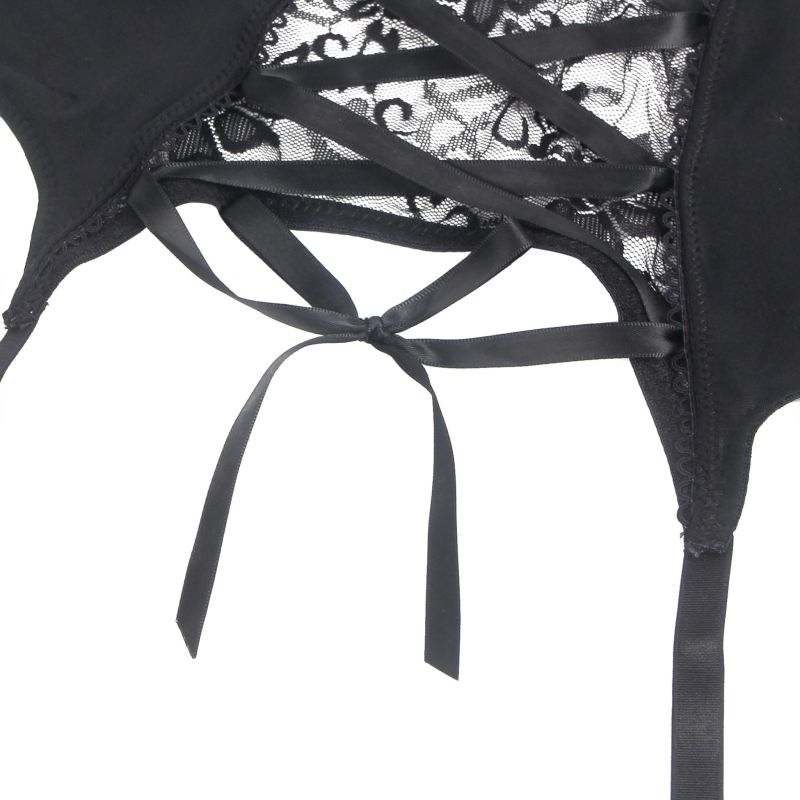 Мужской кружевной пояс с подвязками Star Night черный, M вид 10