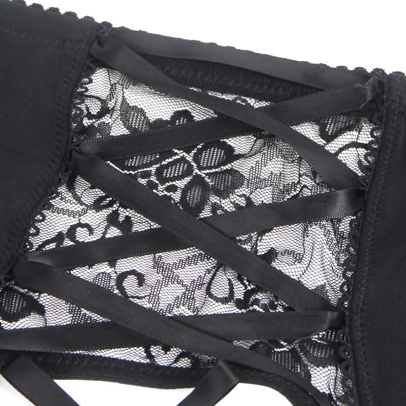 Мужской кружевной пояс с подвязками Star Night черный, S вид 12