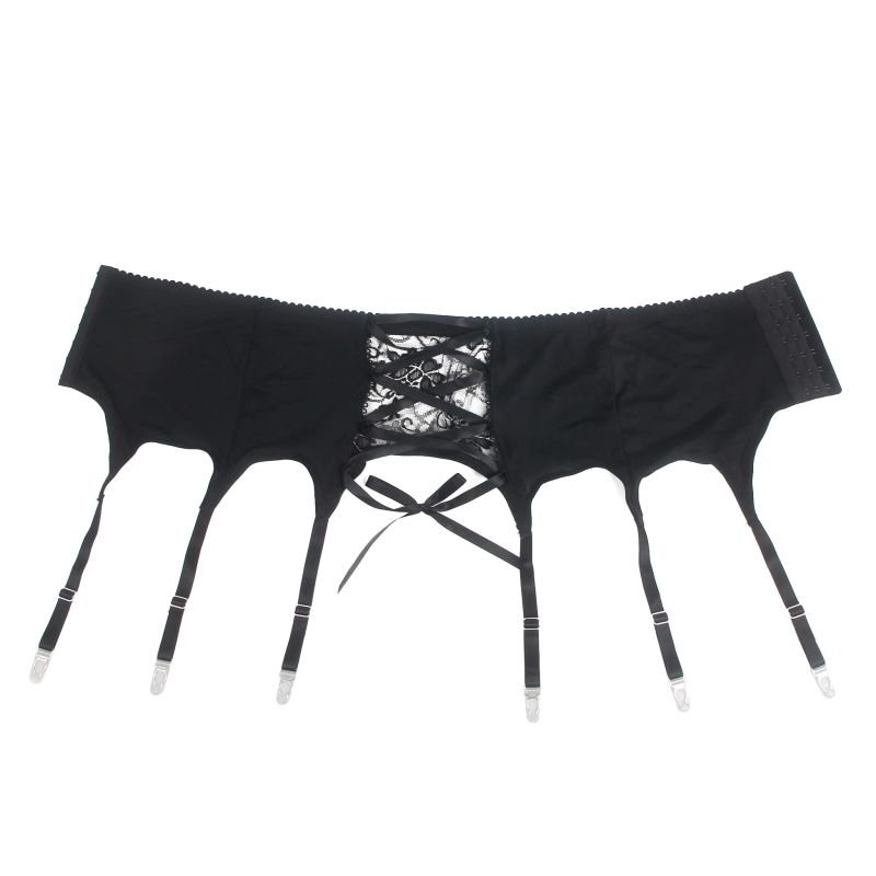 Мужской кружевной пояс с подвязками Star Night черный, S вид 9