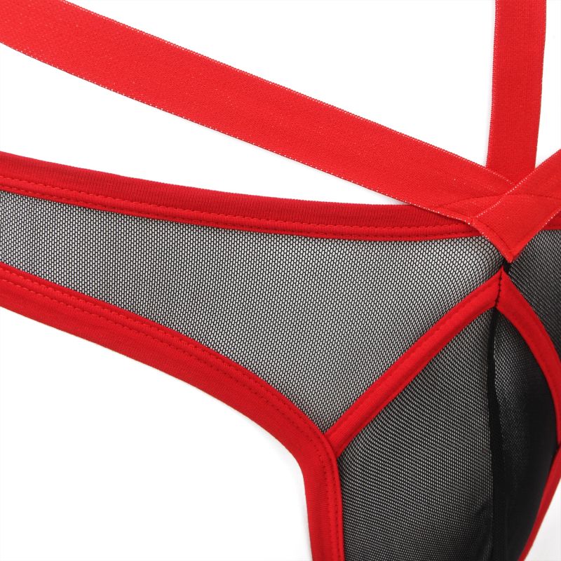 Чоловічі труси з портупеєю та чокером Star Night червоний-чорний, M вид 8
