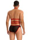 Чоловічі труси з портупеєю та чокером Star Night червоний-чорний, S вид 7