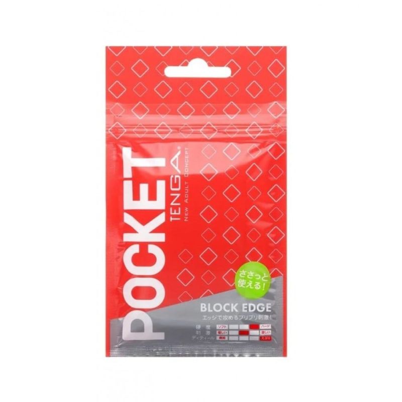 Міні мастурбатор нереалістичний Tenga Pocket Block Edge, з рельєфом, білий вид 6