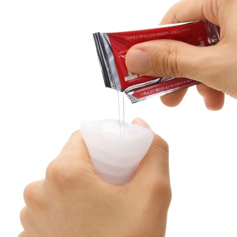 Мини мастурбатор нереалистичный Tenga Pocket Cold Spark, с рельефом, белый вид 3