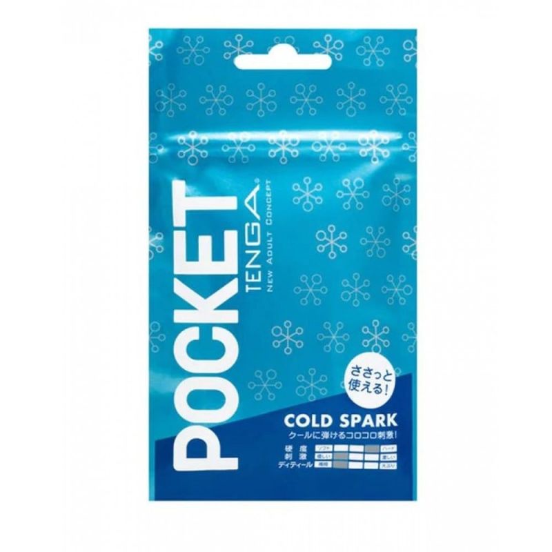 Мини мастурбатор нереалистичный Tenga Pocket Cold Spark, с рельефом, белый вид 6