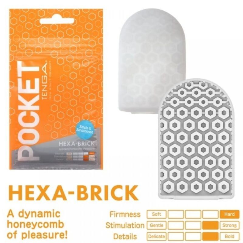 Мини мастурбатор нереалистичный Tenga Pocket Hexa-Brick, с рельефом, белый вид 2