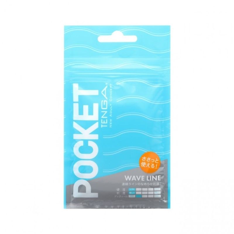 Мини мастурбатор нереалистичный Tenga Pocket Wave Line, с рельефом, белый вид 7