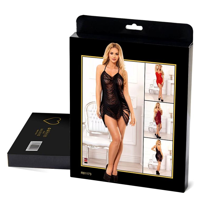 Міні-сукня з пензликами та вирізами Star Night та трусики, чорна, М вид 10