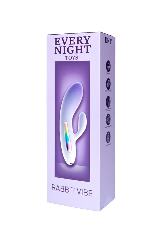 Міні вібратор кролик із кольоровим світлодіодом Every Night Toys, 7 режимів вібрації, бузковий градієнт вид 6