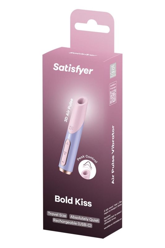 Миниатюрный вакуумный стимулятор клитора Satisfyer Bold Kiss розово-сиреневый вид 7