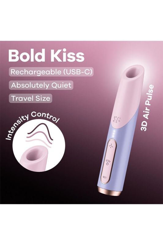 Миниатюрный вакуумный стимулятор клитора Satisfyer Bold Kiss розово-сиреневый вид 6