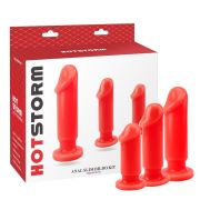 Набор анальных пробок Chisa Hotstorm Anal Slim Dildo Kit с вибропулей в комплекте, красный