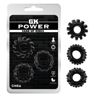 Набор эрекционных колец Chisa GK Power Cock Rings Set, черные, 3 шт.