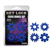 Набор эрекционных колец Chisa GK Power Cock Rings с разными структурами, синие