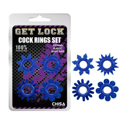 Набор эрекционных колец Chisa GK Power Cock Rings с разными структурами, синие