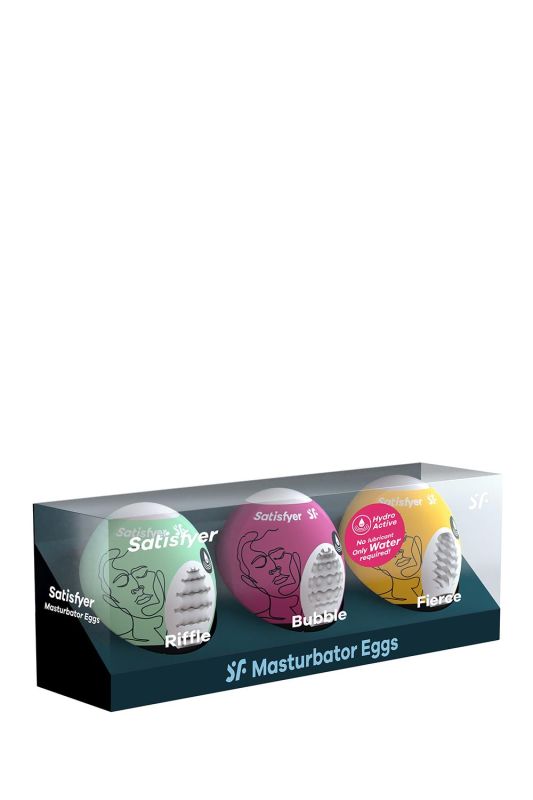 Набір мастурбаторів Satisfyer Masturbator Egg 3er Set: Riffle, Bubble, Fierce вид 3