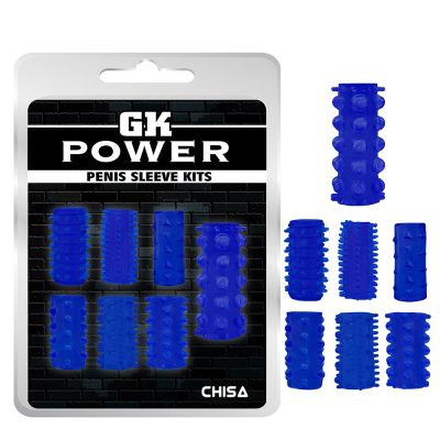 Набор насадок на пенис Chisa GK Power с разным рельефом, синий