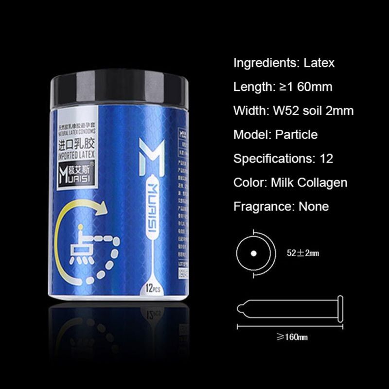 Набір презервативів з пухирцями Muaisi та підвищеною кількістю мастила, 0.02 мм (ціна за уп,12 шт) вид 7