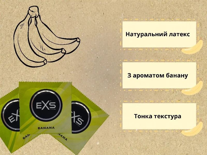 Набір презервативів для орального сексу Exs Banana з ароматом банана (ціна за 10 шт.) вид 3