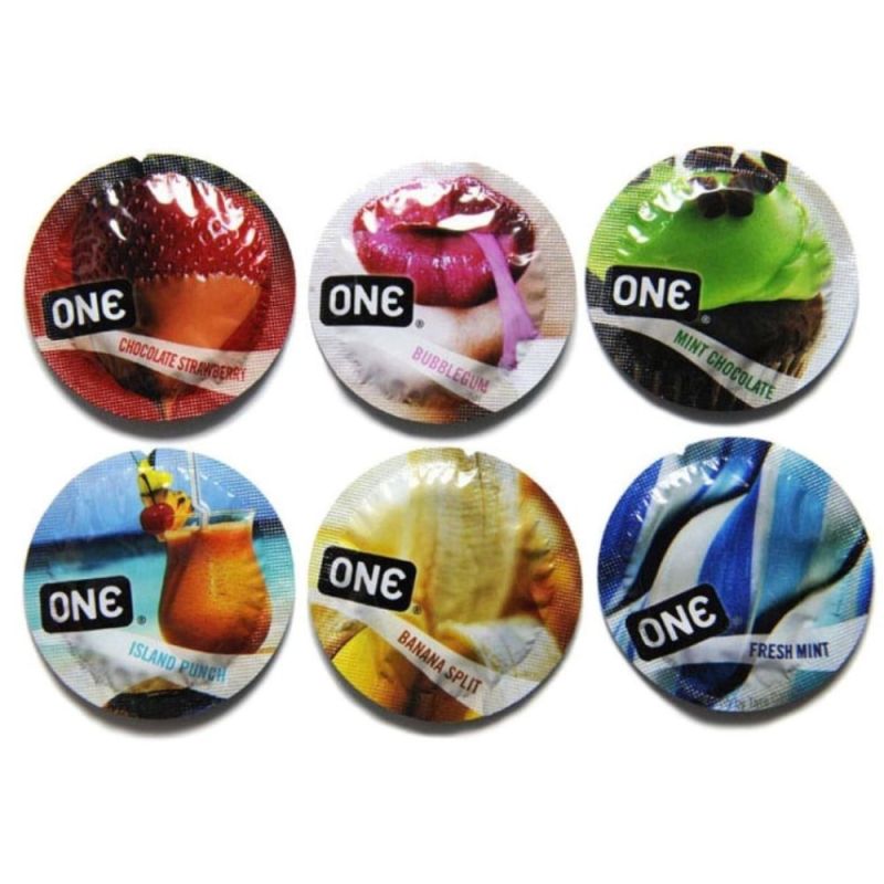 Набір оральних презервативів ONE Flavor Waves з різними смаками (ціна за упаковку, 12 шт.) вид 4
