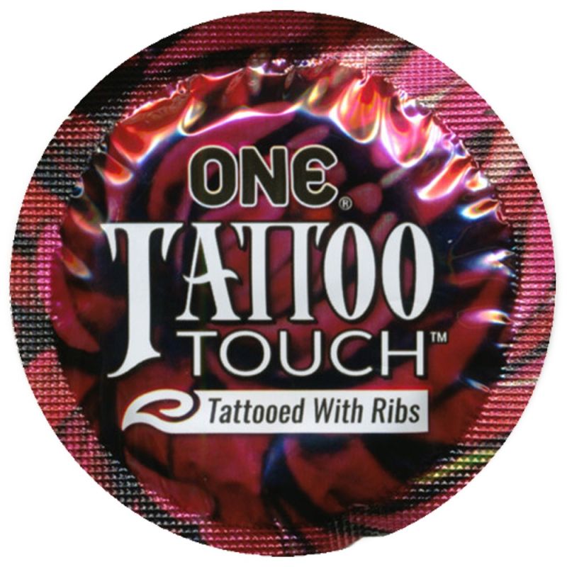 Набор презервативов с рельефом в виде тату ONE Tattoo Touch (цена за упаковку, 100 шт.) вид 3
