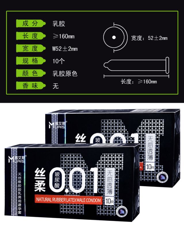 Набір ультратонких презервативів Muaisi 0,01 мм з додатковим мастилом (ціна за упаковку, 10 шт.) вид 6