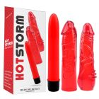 Набор вибратор + 2 насадки Chisa Hotstorm Hers Dildo Kit красный вид 2