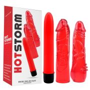 Набір вібратор + 2 насадки Chisa Hotstorm Hers Dildo Kit червоний