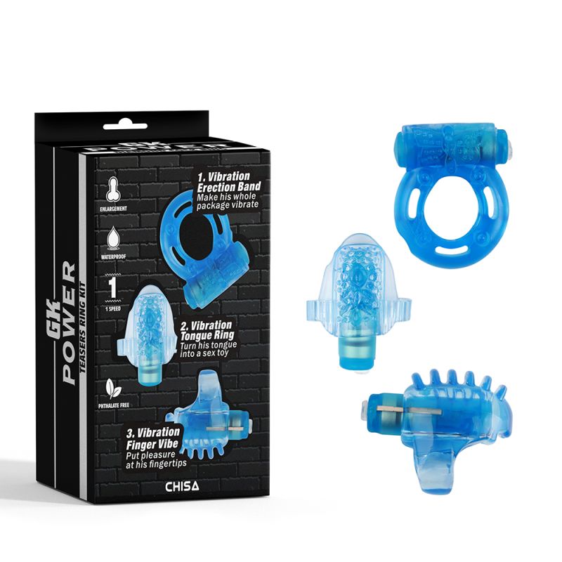 Набор вибро-игрушек Chisa GK Power Teasers Ring Kit, синий вид 2