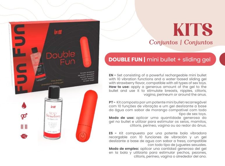 Набор для прелюдий INTT Double Fun красная вибропуля и лубрикант вид 5