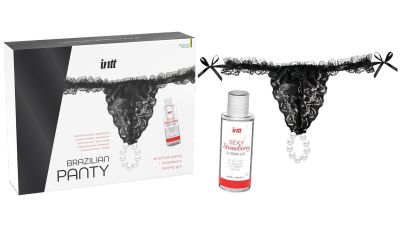 Набор INTT Brazilian Panty из чёрных трусиков и лубриканта