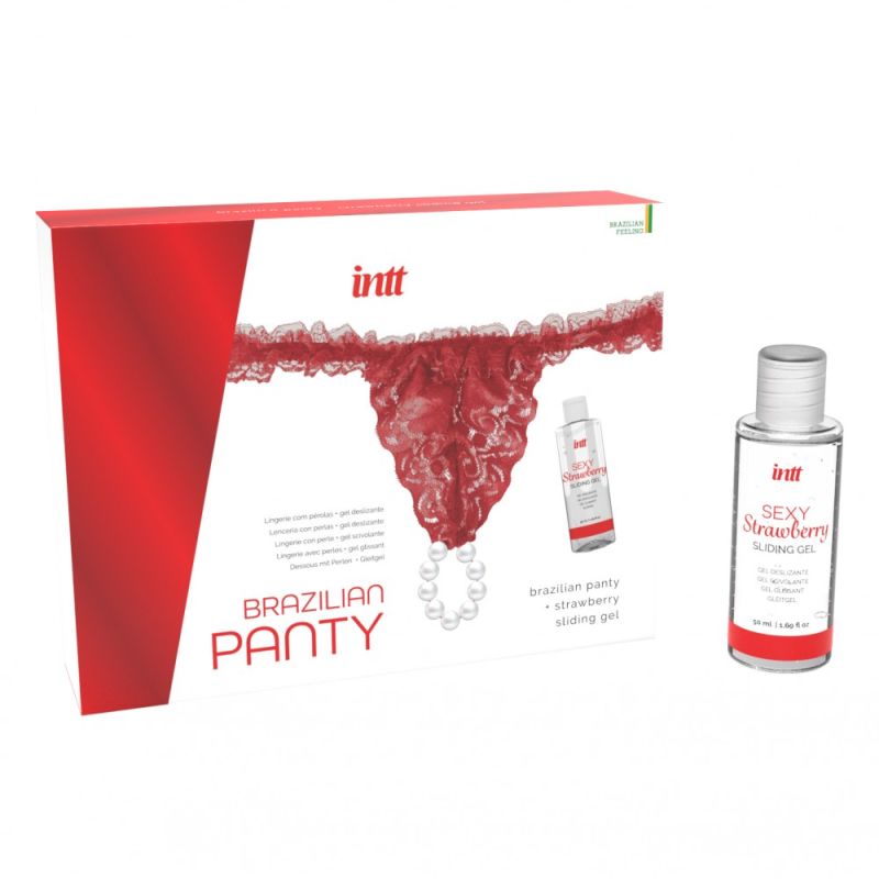 Набор Intt Brazilian Panty из красных трусиков и лубриканта вид 2