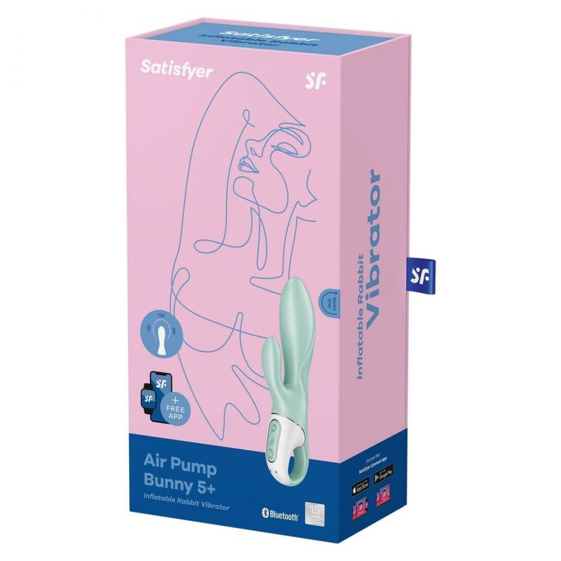 Надувний вібратор- кролик Satisfyer з функцією управління через додаток, м'ятний вид 8