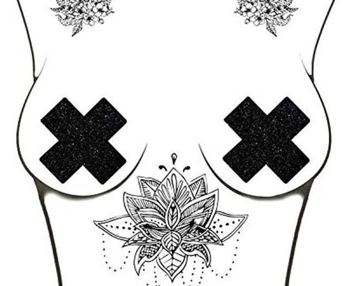 Пестисы с глиттером Star Night в виде крестиков, черный вид 2