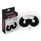 Наручники металлические Chisa Hi-Basic Fur-lined Handcuffs с черным мехом вид 2
