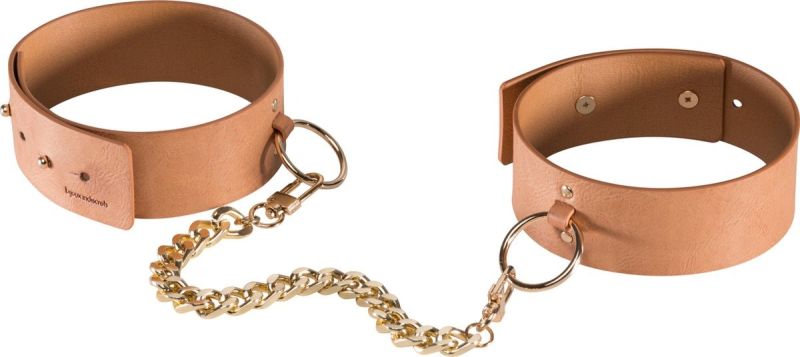 Наручники Bijoux Indiscrets MAZE - Wide Cuffs Brown, екошкіра, стильні браслети вид 5