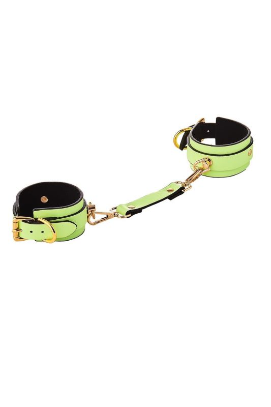 Наручники люмінесцентні DreamToys Radiant Glow In The Dark із золотистою фурнітурою, зелені вид 5