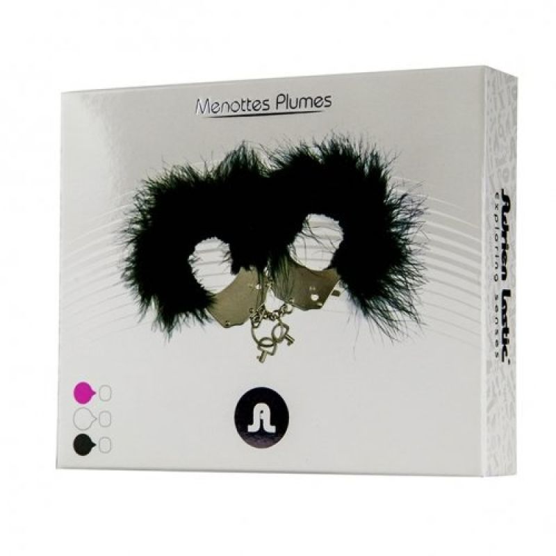 Наручники металеві з білим пір'ям вид 4