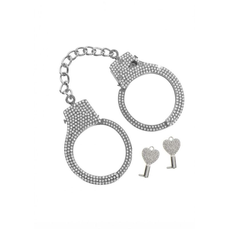 Наручники с камнями Taboom Luxury Bondage Essentials металлические, серебристые вид 4