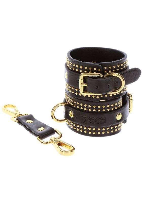 Наручники Taboom Vogue Studded Wrist Cuffs Set из веганской кожи, черные вид 8