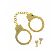 Наручники золоті Taboom Bondage in Luxury Diamond Wrist Cuffs прикрашені камінням