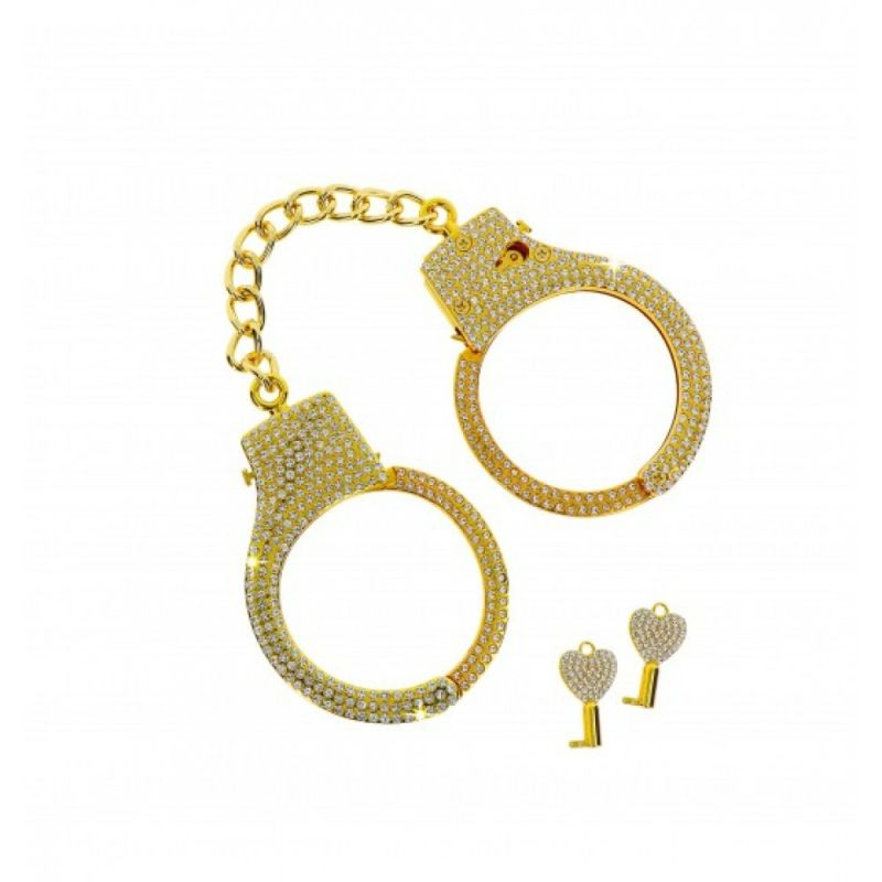 Наручники золоті Taboom Bondage in Luxury Diamond Wrist Cuffs прикрашені камінням вид 6