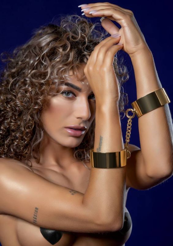 Наручники Slave Wrist Cuffs TABOOM, металеві, золотисті вид 3
