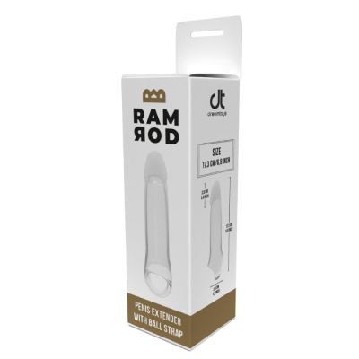 Насадка на пенис Dreamtoys Ramrod с кольцом для мошонки, прозрачная