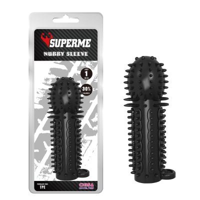 Насадка рельефная Chisa SUPERME Nubby Sleeve с кольцом на мошонку, черная
