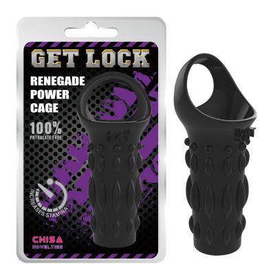 Насадка с кольцом для мошонки Chisa Get Lock Renegade Power Cage, чёрная