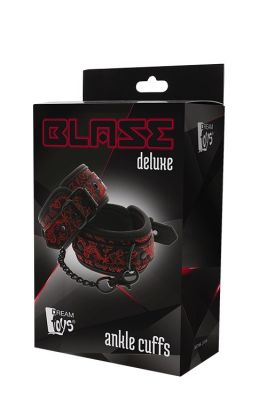 Окови на ноги Dream Toys Blaze Deluxe чорні з червоною вишивкою