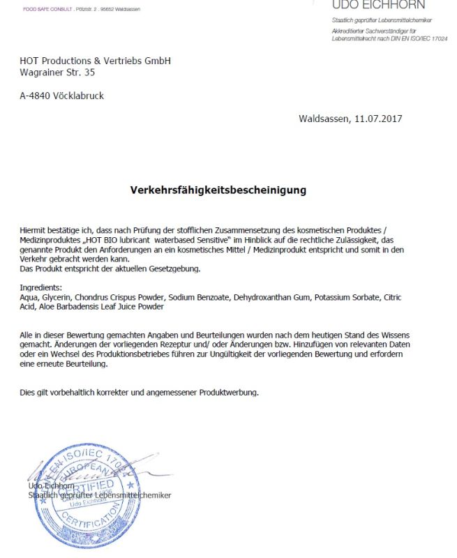 Органічний лубрикант на водній основі Hot Bio Lube Sensitive, 50 мл вид 5