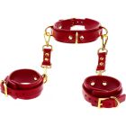 Нашийник з наручниками Taboom Bondage in Luxury червоний із золотою фурнітурою вид 5