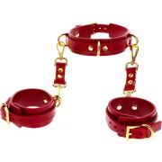 Нашийник з наручниками Taboom Bondage in Luxury червоний із золотою фурнітурою