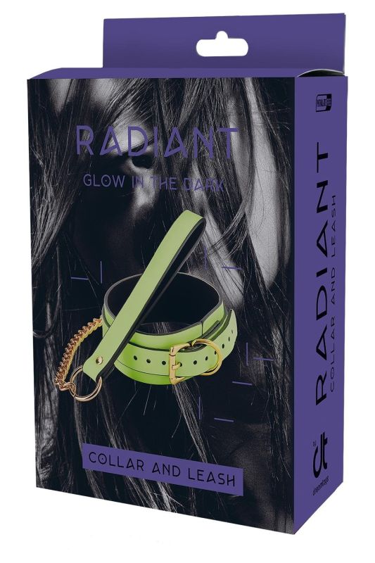 Нашийник з повідцем, що світиться у темряві Dream Toys Radiant Glow In The Dark Collar & Leash зелений вид 8